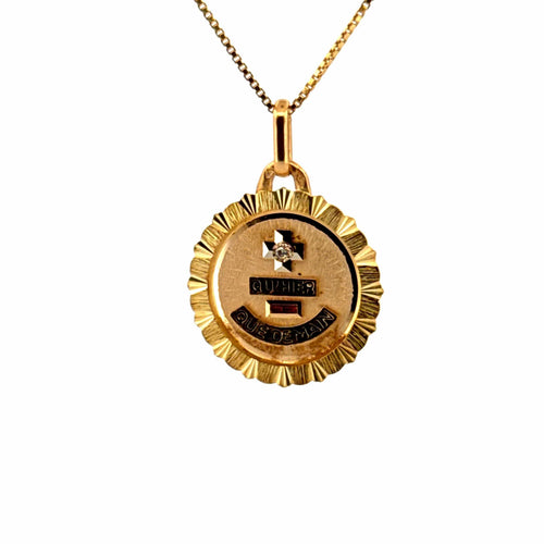 Pendentif Médaille Amour Or jaune et diamant 58 Facettes 2-F1PE-GS36247
