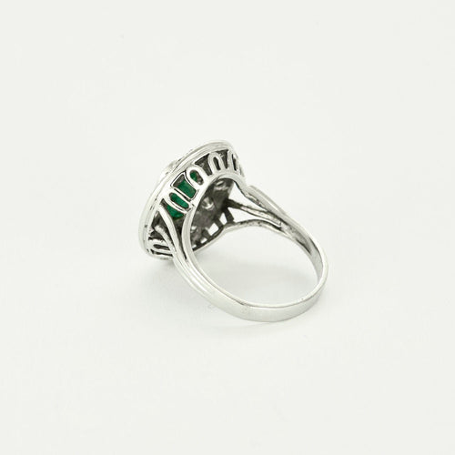 Bague 53,5 Bague or gris, émeraude et diamants 58 Facettes SMA0098