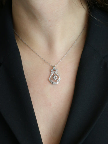 Pendentif Pendentif Art Deco or blanc platine diamants 58 Facettes 764