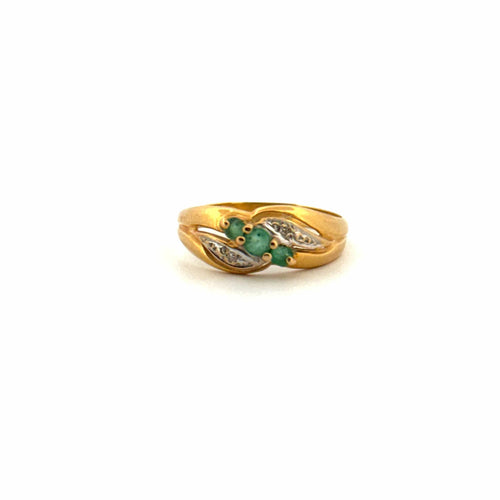 Bague 56 Bague Trilogie Or Jaune Émeraudes & Diamants 58 Facettes 60-GS35808-1