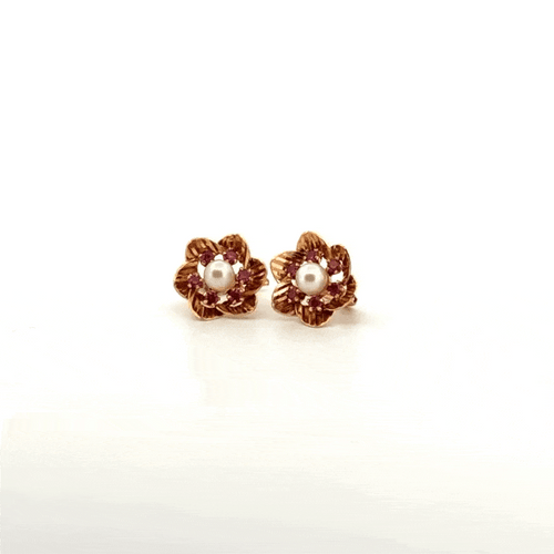 Boucles d'oreilles Dormeuse Or Jaune 18k Perle & Rubis 58 Facettes F2BO-GS29811-07