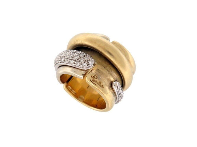 Bague 55 bague POMELLATO tubulaire large t55 or jaune blanc 18k 34gr diamants 0.9ct 58 Facettes 267204