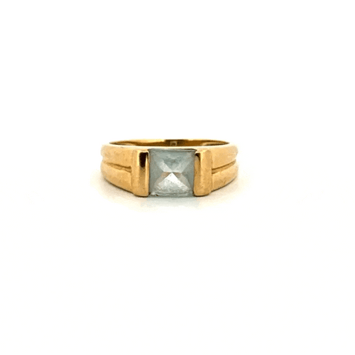 Bague 54 Solitaire Or Jaune & Aigue Marine 58 Facettes 60-GS35808-2