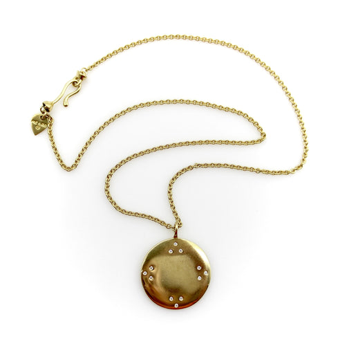 Collier Pendentif miroir tibétain en or avec diamant et chaîne par Me & Ro 58 Facettes A20043
