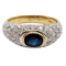 Bague 51 Bague jonc vintage or jaune 18k saphir naturel et pavé de diamant 58 Facettes A06171