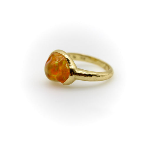Bague 54.5 Bague Oral Feu mexicaine en or jaune sculptée à la main par Tony Malmed 58 Facettes