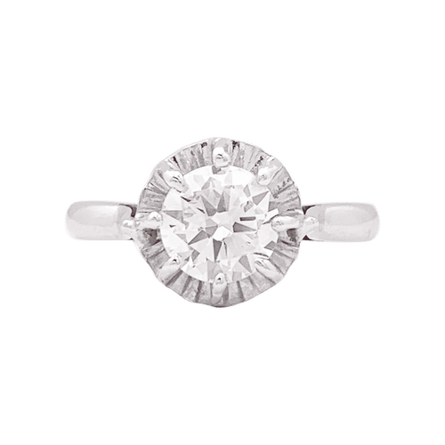 55 Bague solitaire platine, diamant. 58 Facettes 34159