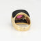 Bague en or 18 carats vintage avec diamants et tourmaline rose et onyx des années 80, taille 7,5