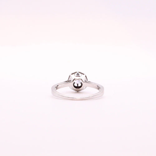 Solitaire ancien or blanc diamant chaton soleil