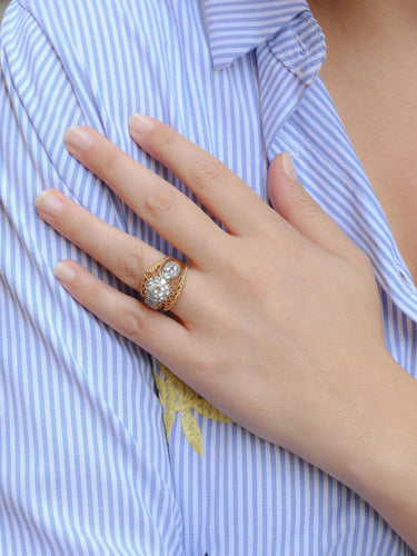 Bague Bague dome en or jaune, platine et diamant 1 carat 58 Facettes 898
