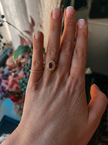 Bague Vintage yellow gold ruby ring 58 Facettes