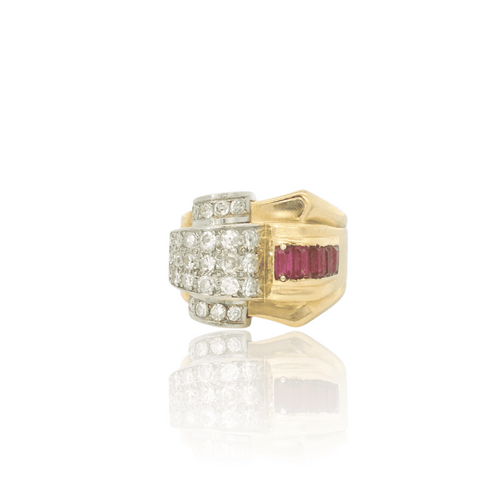 Diamond Tank ring circa 1940 58 Facettes