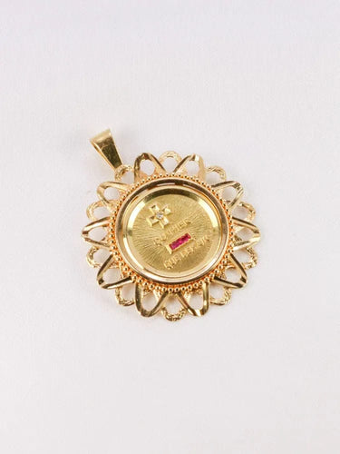 AUGIS - Médaille amour ronde or Plus qu'hier moins que demain or jaune, diamant, rubis 58 Facettes J556