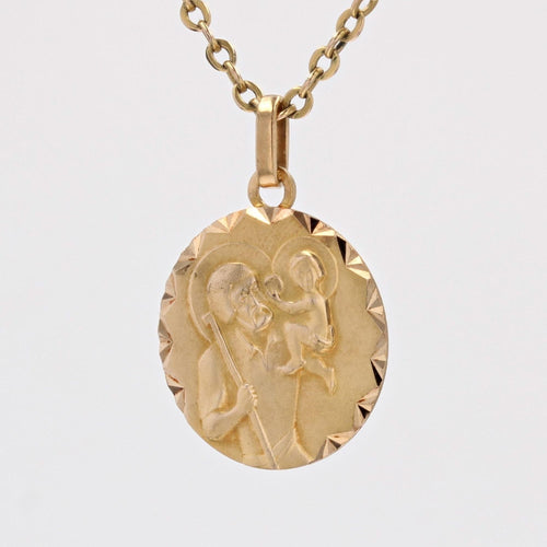 Pendentif Médaille ronde Saint Christophe or jaune 58 Facettes CVP113