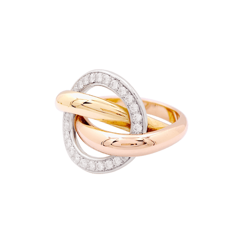 Bague 51 Bague Cartier "Trinity Crash" trois ors, diamants. 58 Facettes 34211