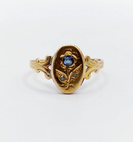 Bague 52.5 Bague art nouveau or rose fleur, saphir et diamants 58 Facettes A05529