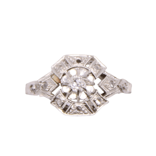 Bague Bague Art-déco Diamants et or blanc 58 Facettes