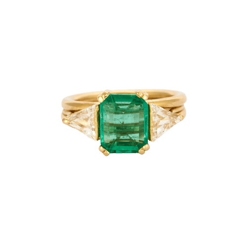 Bague 49 Bague or jaune, diamant et émeraude Zambienne 58 Facettes CGL 32007