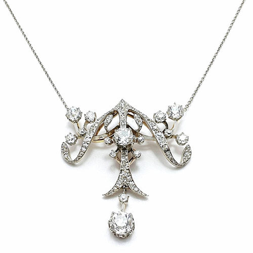 Colgante Antiguo de Diamantes estilo Art Nouveau en Oro. 58 Facettes 50371