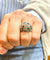 Bague 50 Bague et boucles d’oreilles en platine , diamants , saphirs , émeraudes 58 Facettes