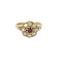 Bague marguerite en or jaune, diamants et rubis