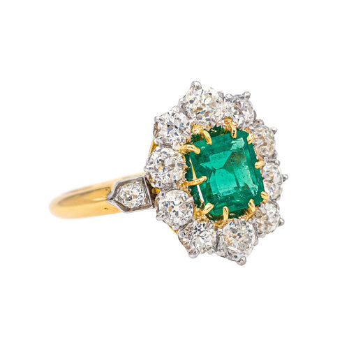 Bague 54 Bague Pompadour Or jaune, Platine Emeraude, Diamant 58 Facettes 4183601CN