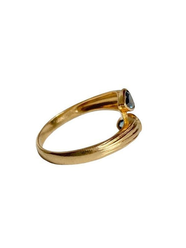 Bague 55 Bague Toi & Moi, en or jaune 18k composée de deux saphirs 58 Facettes