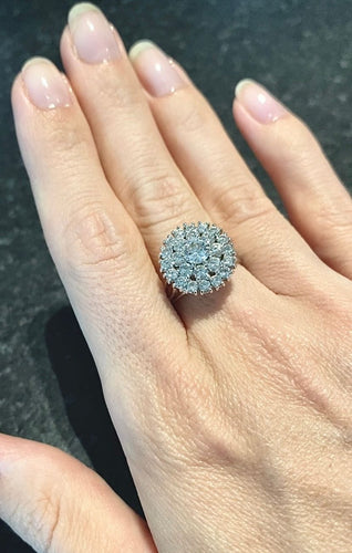 Bague 54.5 Bague fleur or blanc diamants 58 Facettes