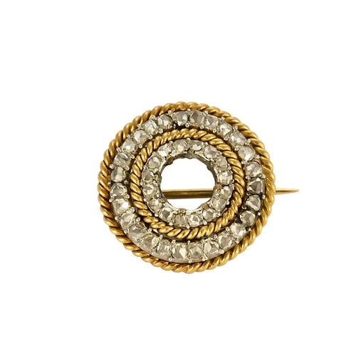Broche Broche en or jaune et roses diamantés 58 Facettes RAM2985X2