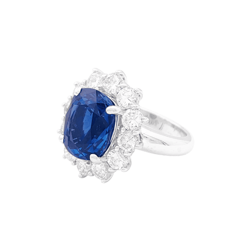 Bague 52 Bague "Pompadour" or blanc, diamants, saphir. 58 Facettes 34460