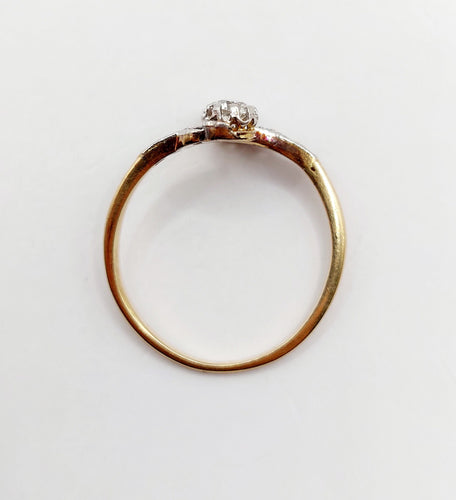 Bague 54 Bague toi et moi antique or jaune, platine et diamant 58 Facettes A05710