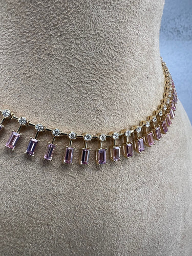 Collier Pink Sapphire & Diamond choker necklace 58 Facettes NECK-462