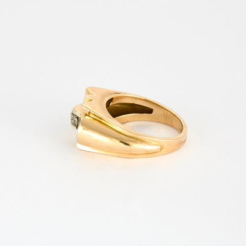 Bague 55 Bague Tank or jaune et diamants 58 Facettes 240815