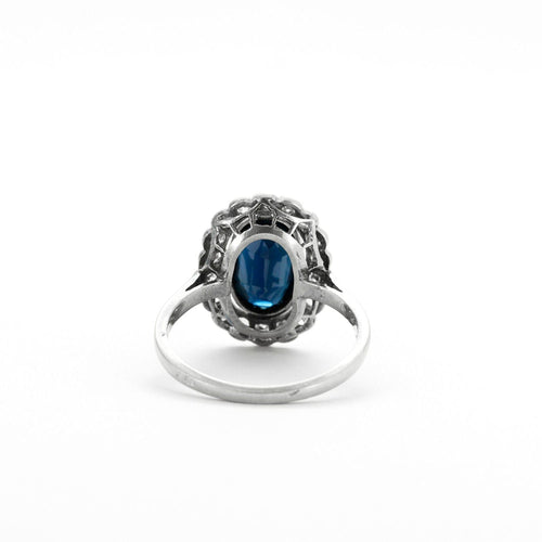 Bague Bague Pompadour Art-Déco Saphir Diamants 58 Facettes