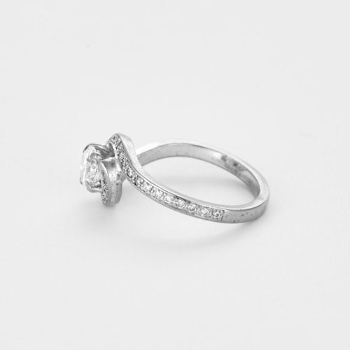 Bague 54.5 Solitaire or gris et diamants 58 Facettes 240542