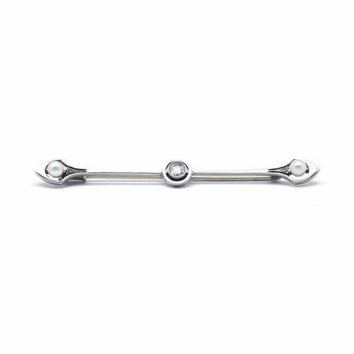 Broche Broche or blanc diamants et perles 58 Facettes 160261R