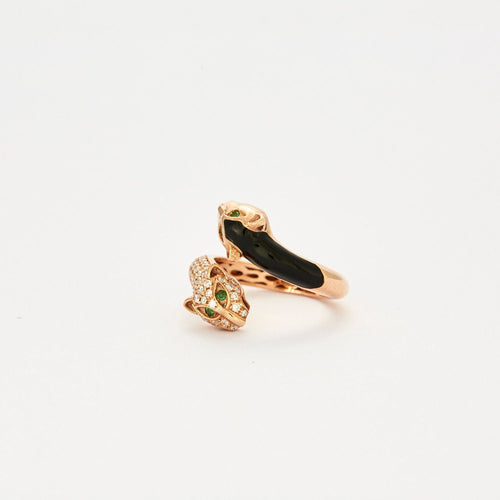 Bague 54 Bague Panthère en émail, diamants et tsavorite 58 Facettes 3253