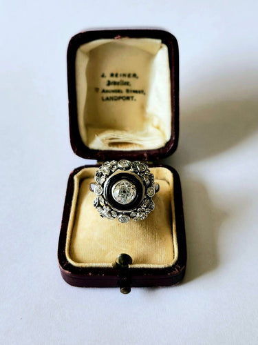 Bague 53 Bague or blanc 18k et Diamants anciens 58 Facettes