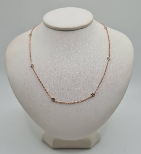 Collier Collier or rose serti de diamants 58 Facettes