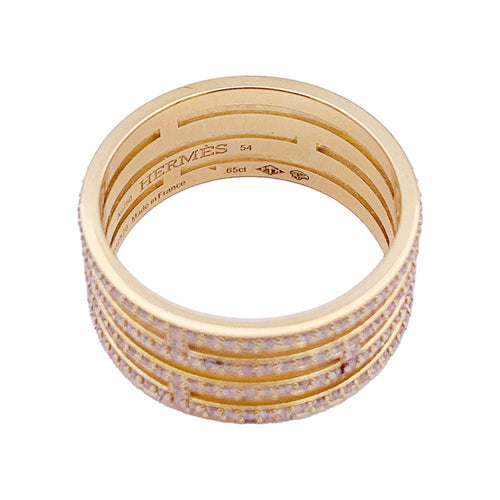 Bague 54 Bague Hermès, "Ariane", or rose, diamants. 58 Facettes 33590