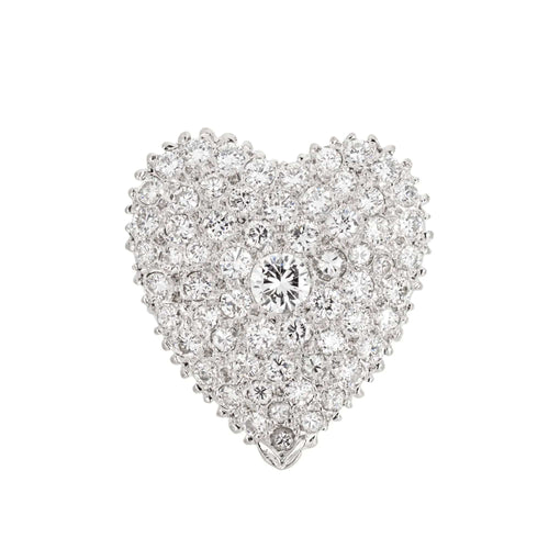 Pendentif 2ct Diamant Coeur Pendentif vintage Platine Pavé Ensemble Estate Mid Century Bijoux 58 Facettes G13152