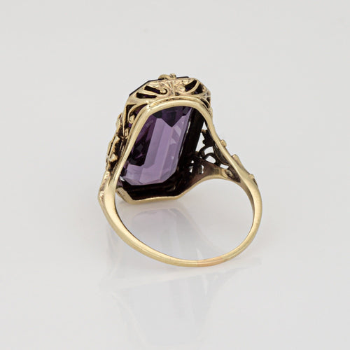 Bague Bague cocktail vintage Art Déco en améthyste et filigrane, or 14 carats, taille 6,75 58 Facettes G14135