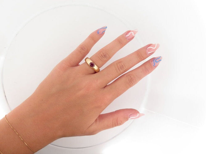 Bague 53 vintage bague FRED sertie de 4 rubis en or jaune 58 Facettes 260930
