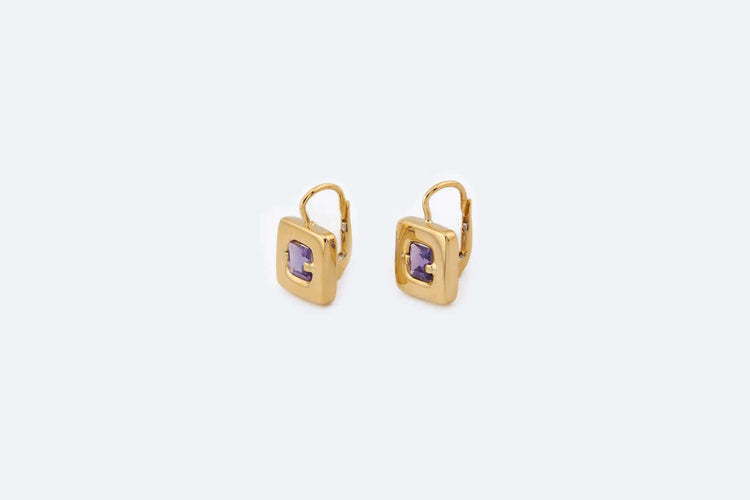 Boucles d'oreilles Oro Giallo Orecchini in oro giallo con ametiste 58 Facettes ORC120