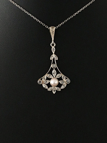 Pendentif Pendentif Belle Époque en or jaune 18k et platine, perle et diamants 58 Facettes