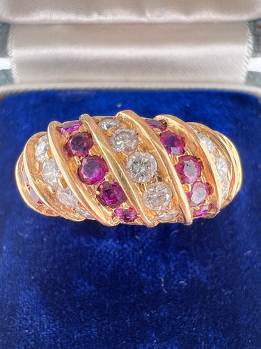 Bague 54 Bague Jonc Or 18k Diamants et Rubis naturels 58 Facettes