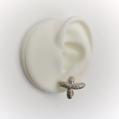 Boucles d'oreilles Boucles d'oreilles vintage en or jaune 14 carats avec pavé de diamants 58 Facettes A20018
