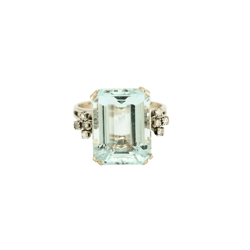 Bague 56 BAGUE OR, DIAMANTS & AIGUE-MARINE. 58 Facettes BO/240032