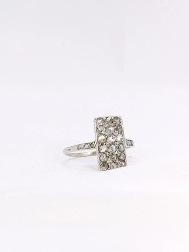 Bague 55 Bague plaque Art Déco diamants taille rose 58 Facettes J346