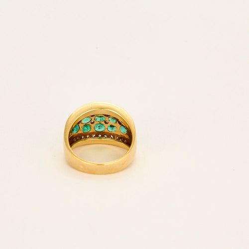 Bague 52 Bague bandeau or jaune, émeraudes et diamants 58 Facettes CRE0041